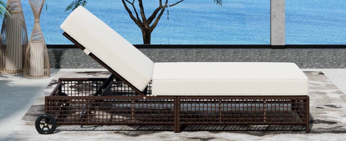 Adjustable 5-Position PE Rattan Outdoor Lounge Chair - Sleep Galleria