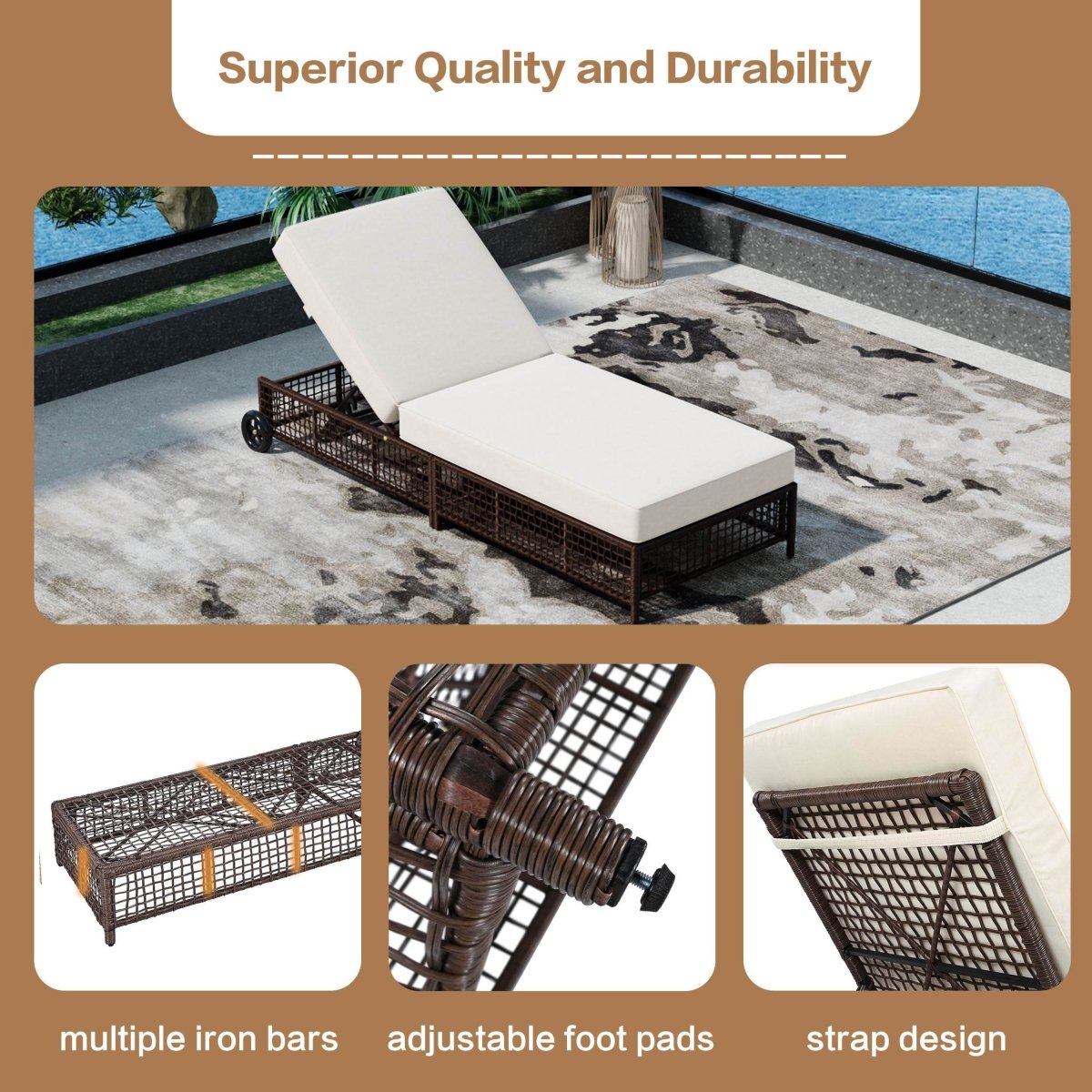 Adjustable 5-Position PE Rattan Outdoor Lounge Chair - Sleep Galleria