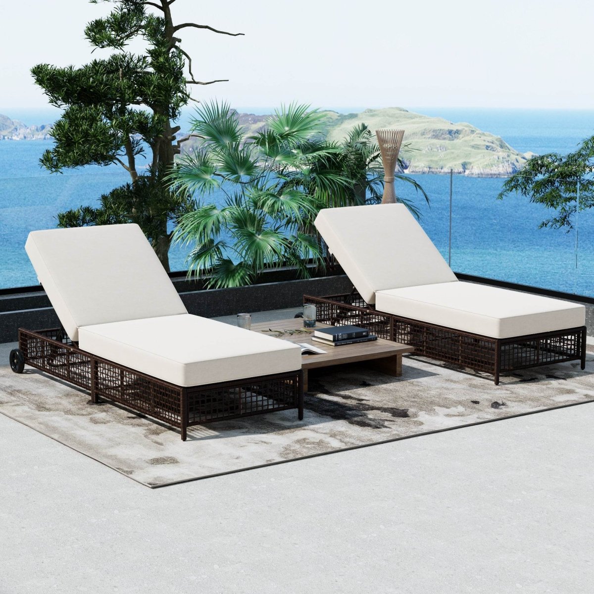 Adjustable 5-Position PE Rattan Outdoor Lounge Chair - Sleep Galleria