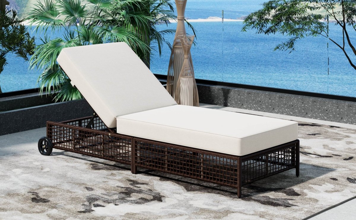 Adjustable 5-Position PE Rattan Outdoor Lounge Chair - Sleep Galleria
