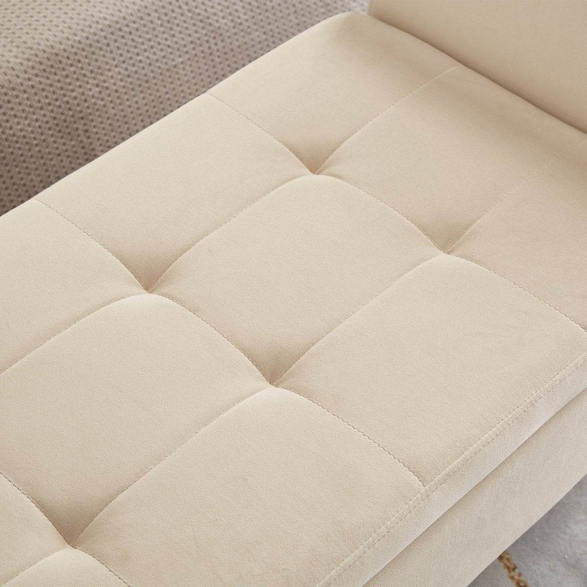 Beige Velvet Storage Bed Bench With Foam Seat - Sleep Galleria