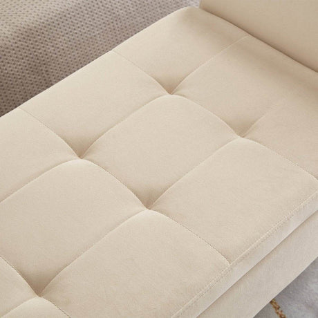Beige Velvet Storage Bed Bench With Foam Seat - Sleep Galleria