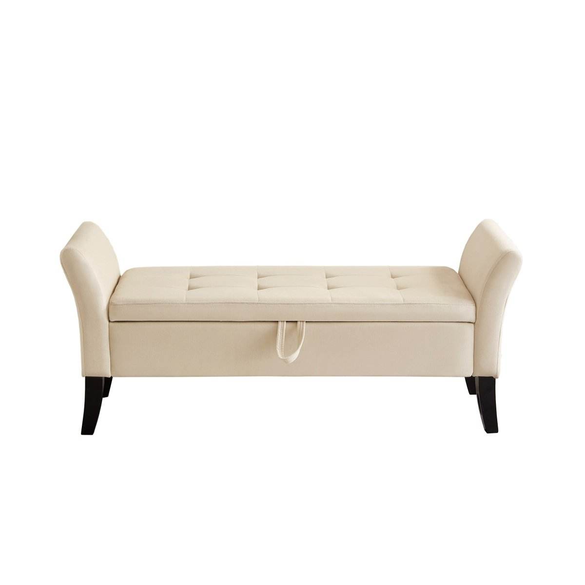 Beige Velvet Storage Bed Bench With Foam Seat - Sleep Galleria