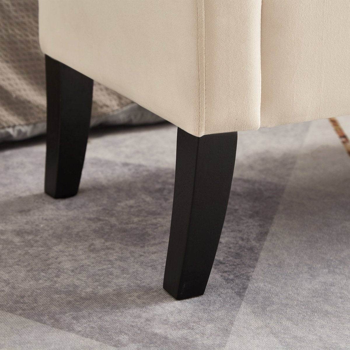 Beige Velvet Storage Bed Bench With Foam Seat - Sleep Galleria