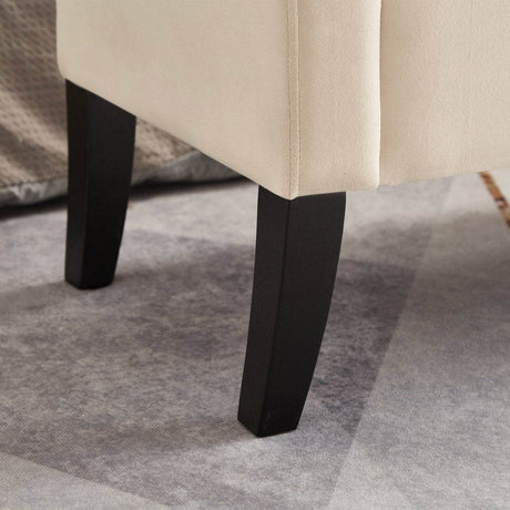 Beige Velvet Storage Bed Bench With Foam Seat - Sleep Galleria