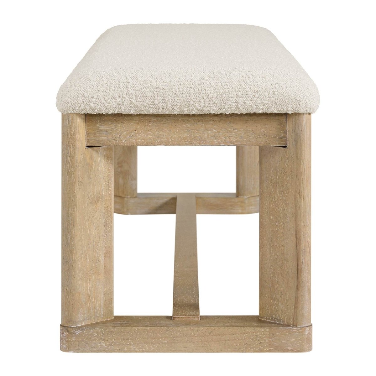 Brown Solid Wood Upholstered Dining Bench - Zenvia - Omega Lifestyles