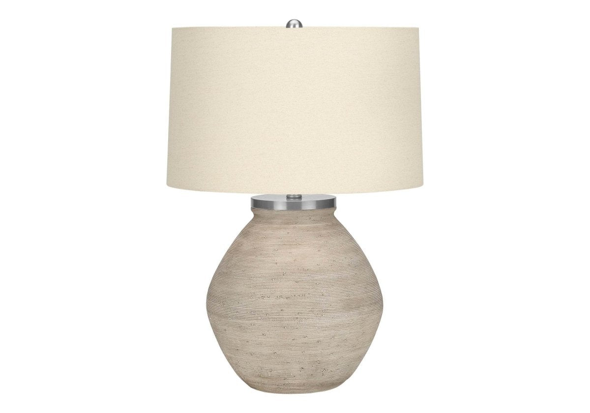 Contemporary Concrete Cream Table Lamp With Linen Shade - Sleep Galleria