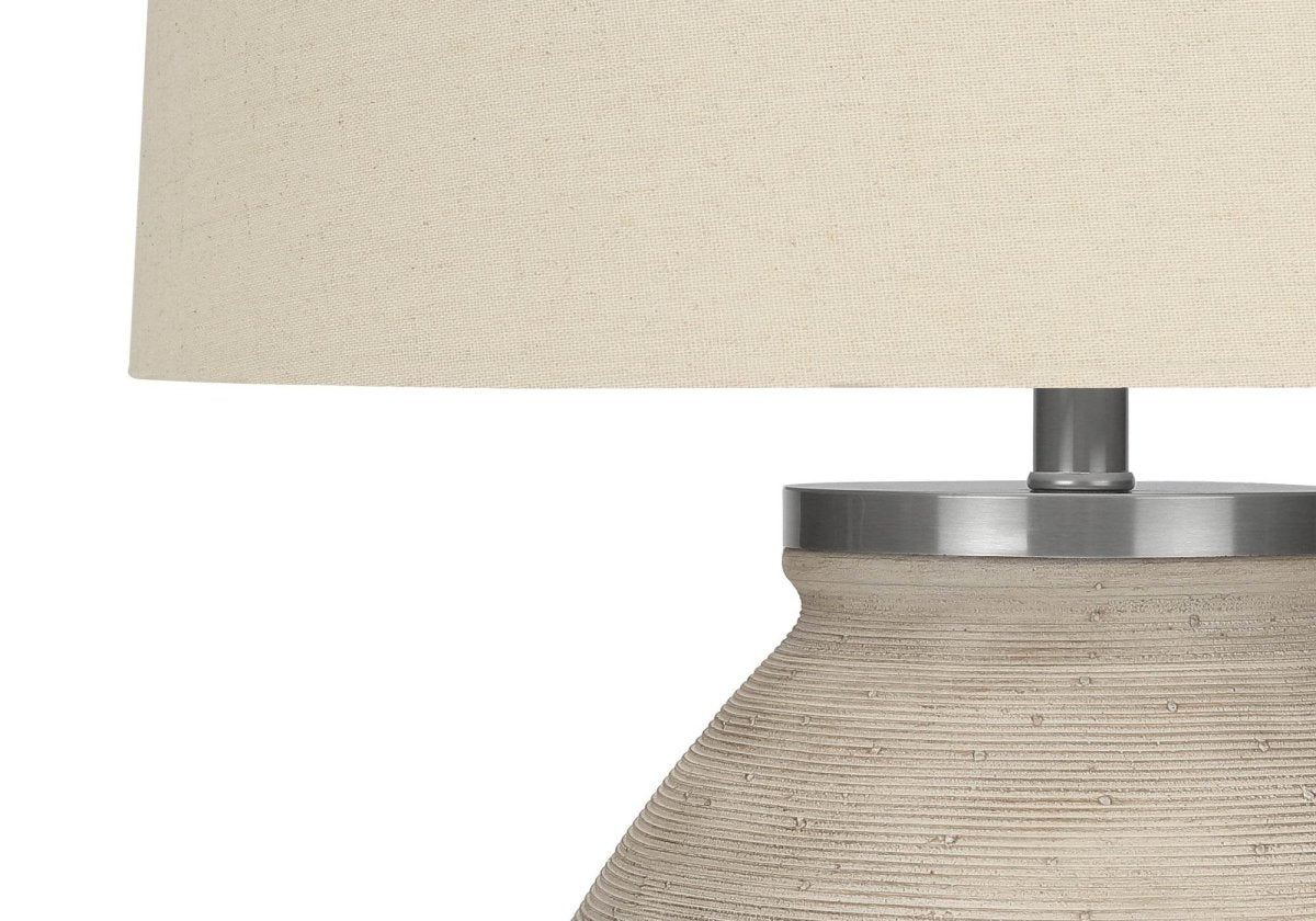 Contemporary Concrete Cream Table Lamp With Linen Shade - Sleep Galleria