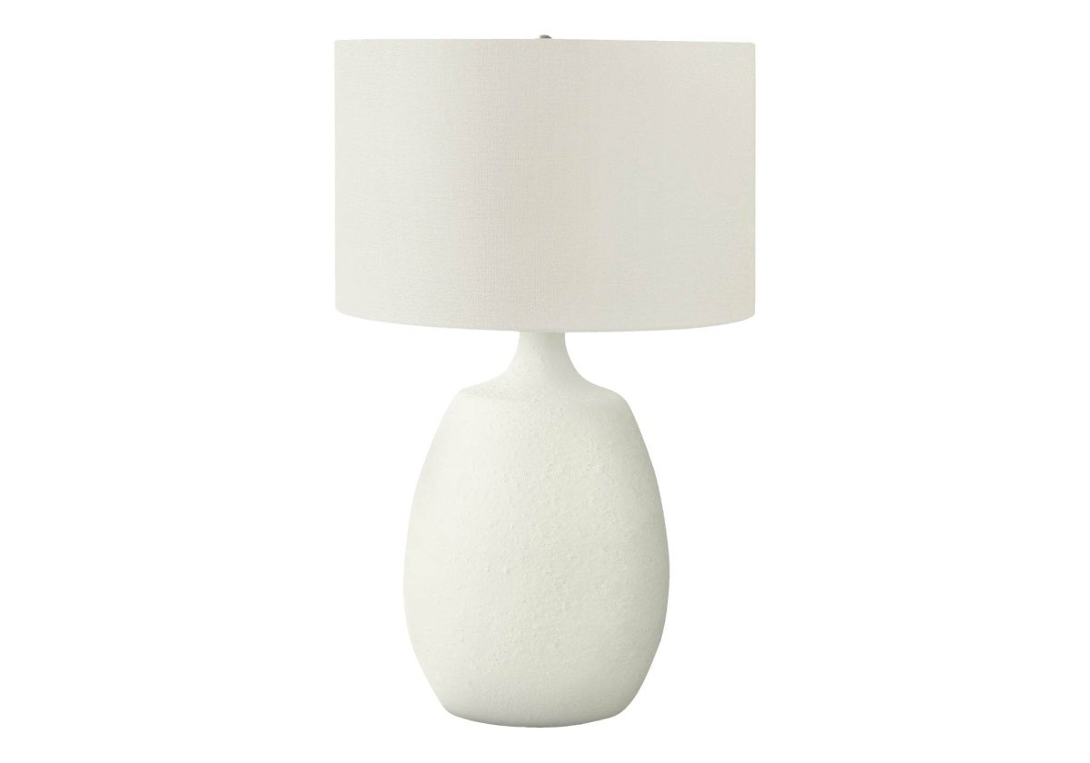 Contemporary Cream Resin Table Lamp With Ivory Shade - Sleep Galleria