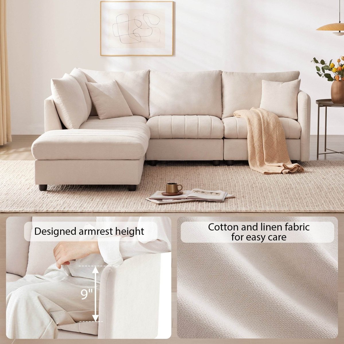 Contemporary L-Shaped 5-Seat Sectional Sofa - Sleep Galleria