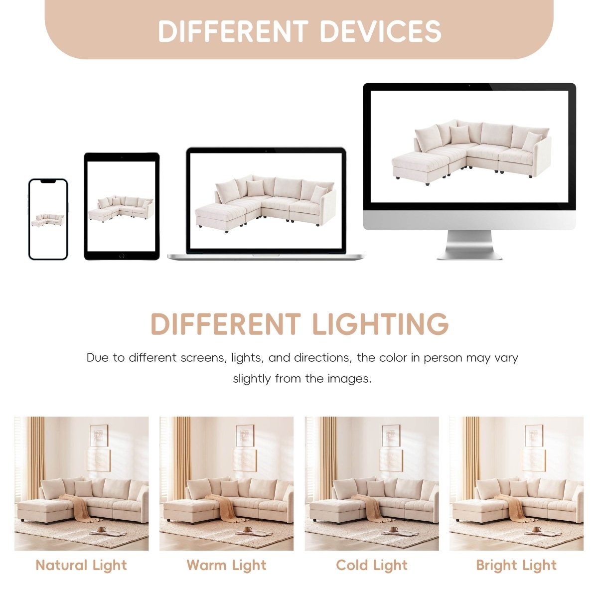 Contemporary L-Shaped 5-Seat Sectional Sofa - Sleep Galleria