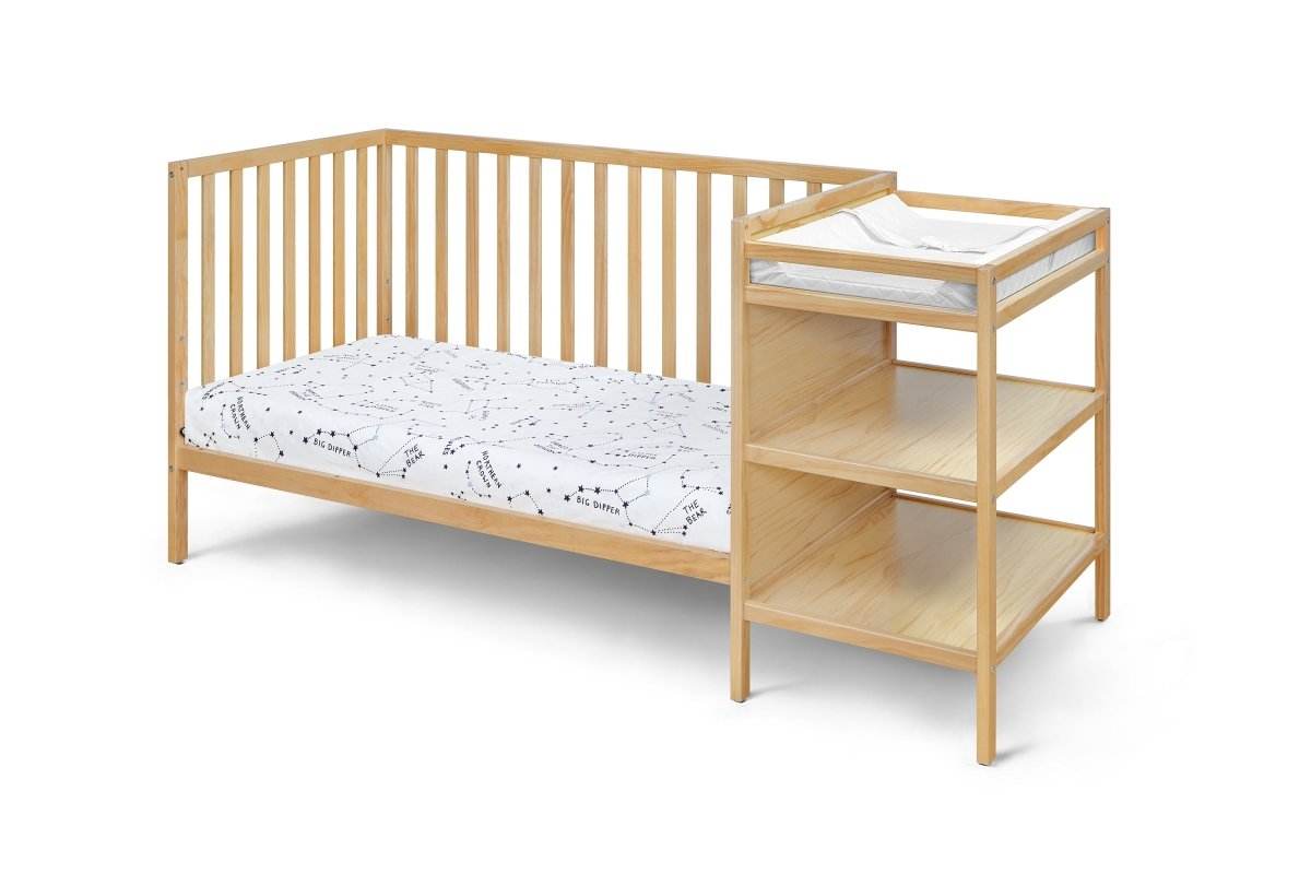 Convertible Solid Wood Crib And Changer Combo Natural - Sleep Galleria