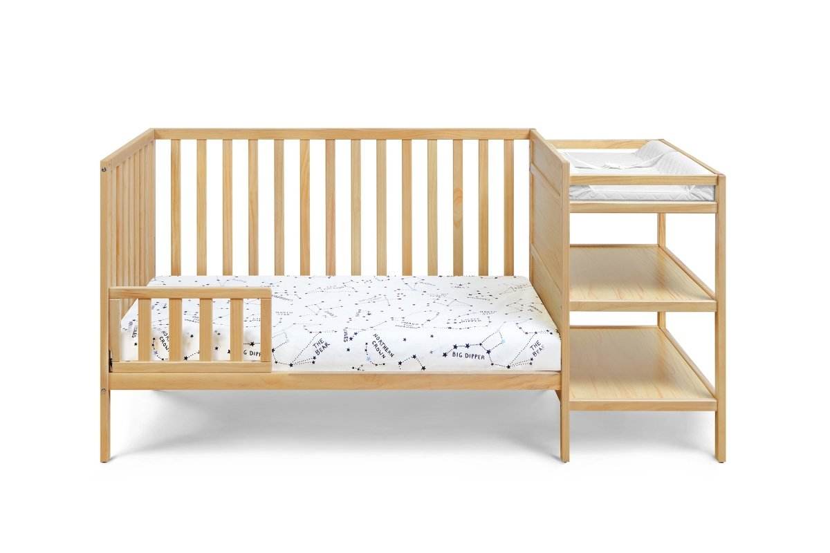 Convertible Solid Wood Crib And Changer Combo Natural - Sleep Galleria