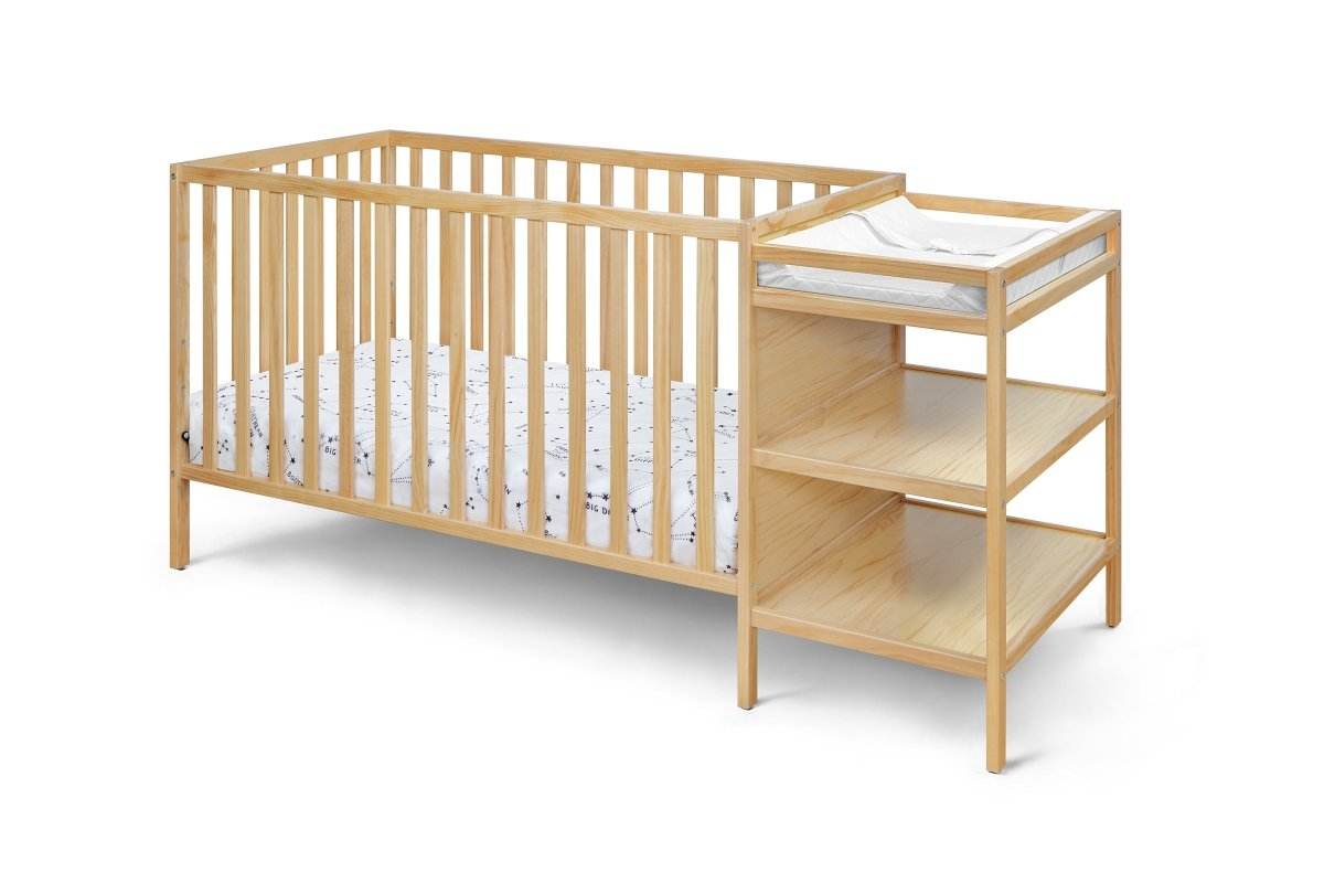 Convertible Solid Wood Crib And Changer Combo Natural - Sleep Galleria