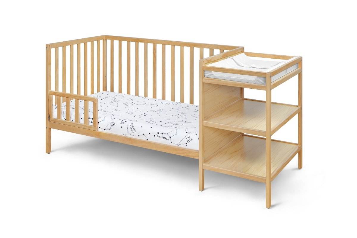 Convertible Solid Wood Crib And Changer Combo Natural - Sleep Galleria