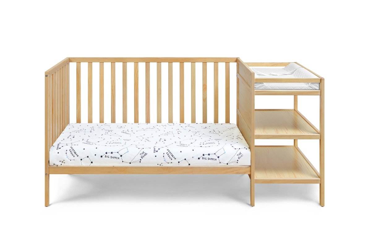 Convertible Solid Wood Crib And Changer Combo Natural - Sleep Galleria