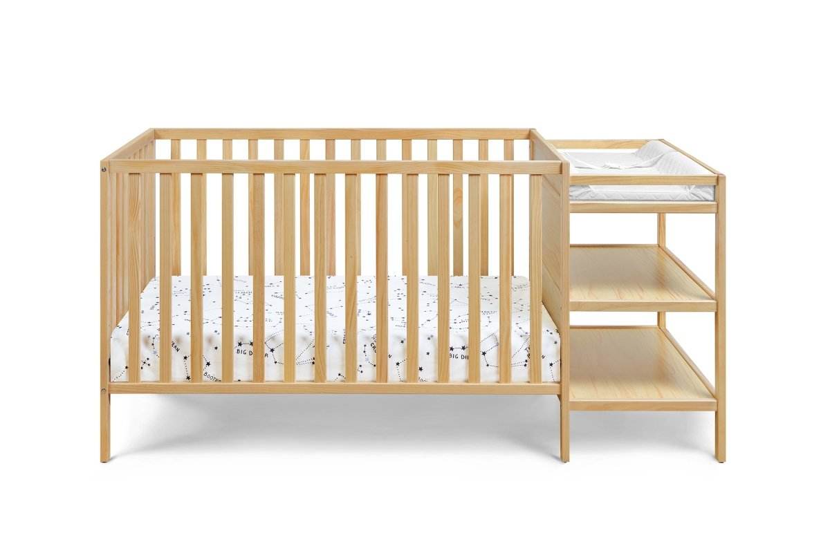 Convertible Solid Wood Crib And Changer Combo Natural - Sleep Galleria