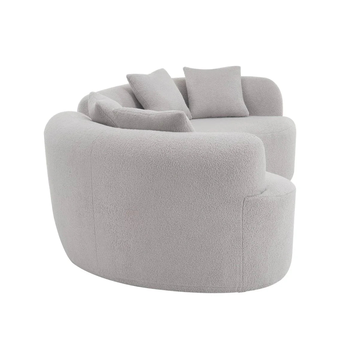 Curved Four-Seater Grey Teddy Velvet Foam Sofa - Omega Lifestyles