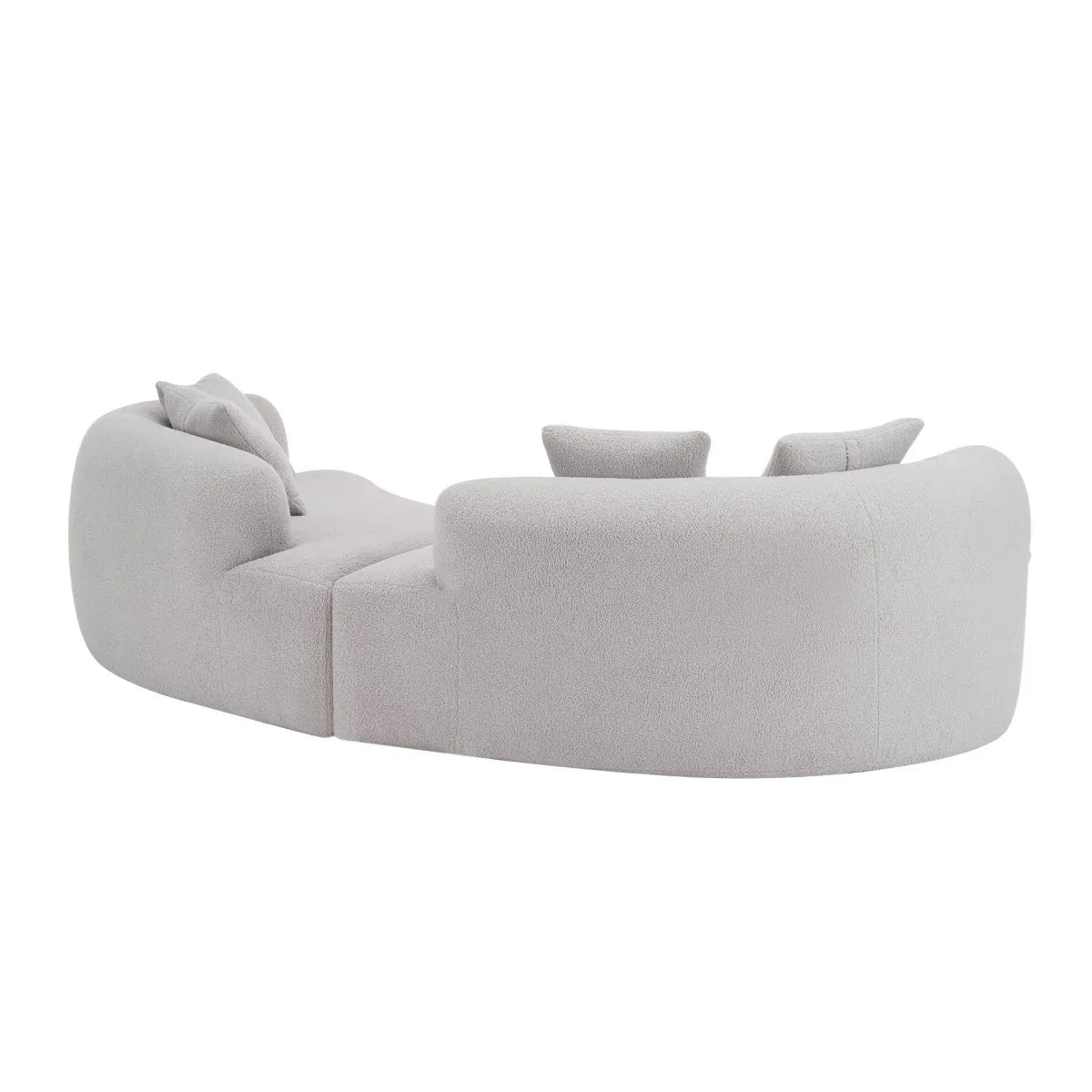 Curved Four-Seater Grey Teddy Velvet Foam Sofa - Omega Lifestyles