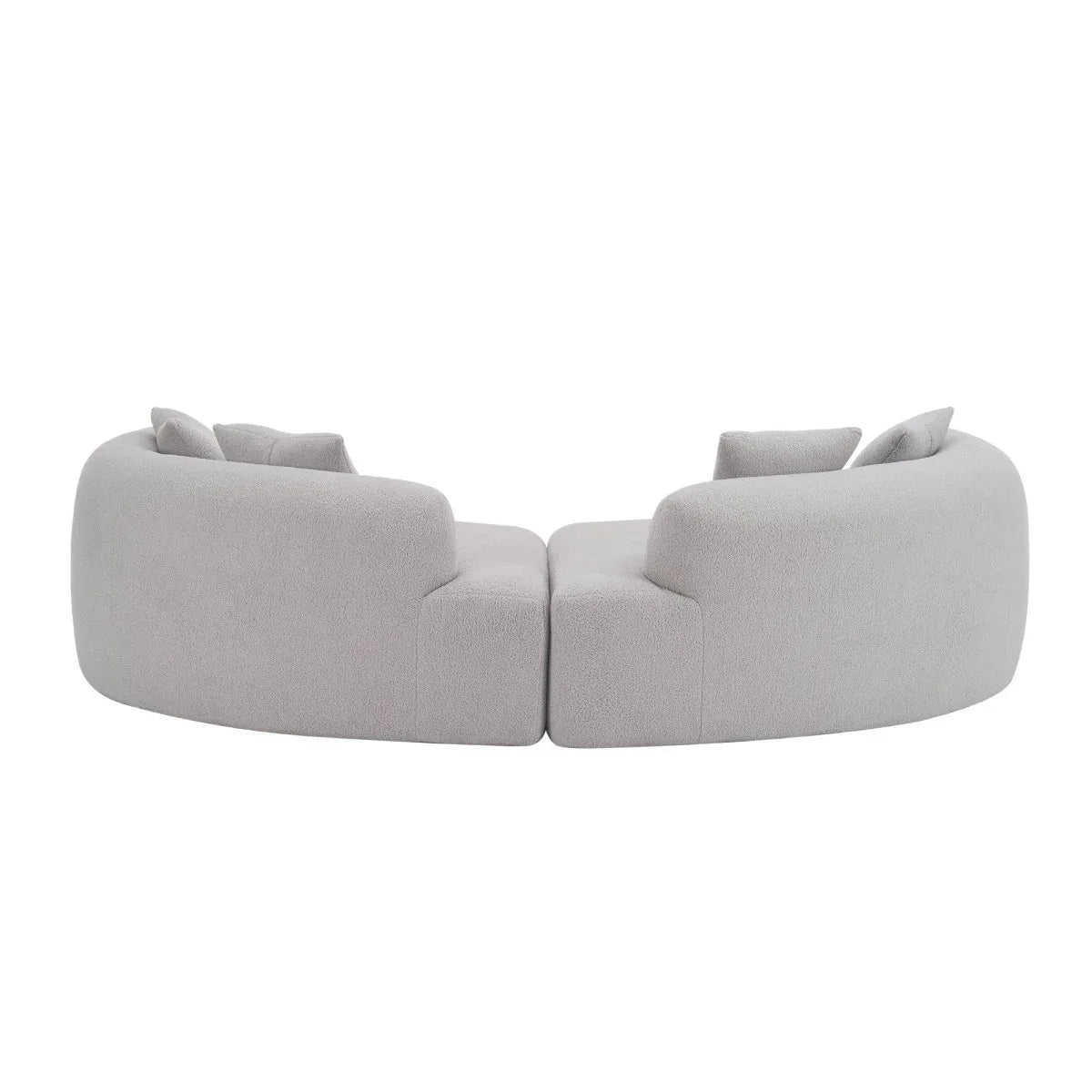 Curved Four-Seater Grey Teddy Velvet Foam Sofa - Omega Lifestyles