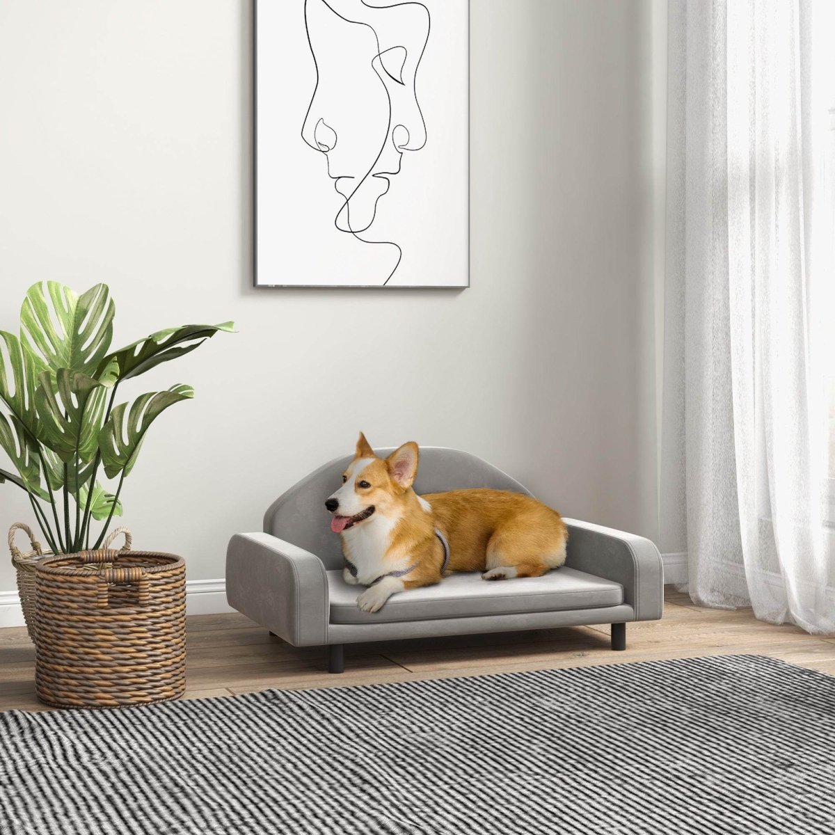 Elevated Wood Frame Pet Sofa With Soft Cushion - Sleep Galleria