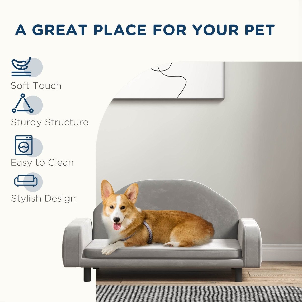 Elevated Wood Frame Pet Sofa With Soft Cushion - Sleep Galleria