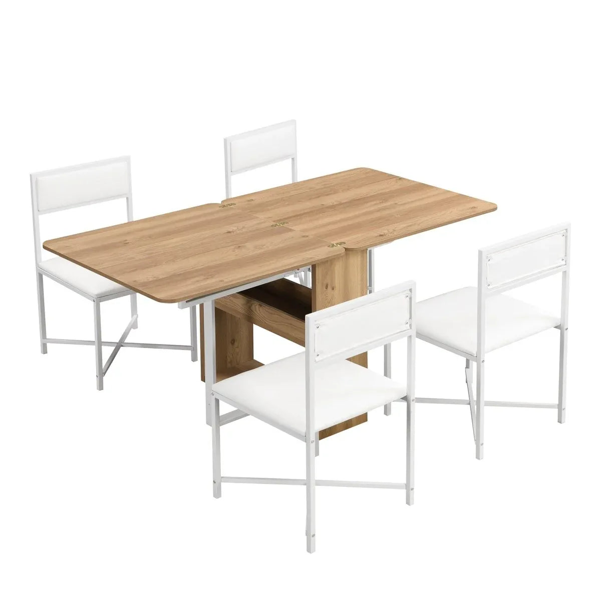 Extendable 5-Piece MDF Metal Dining Table Set With Chairs - Omega Lifestyles
