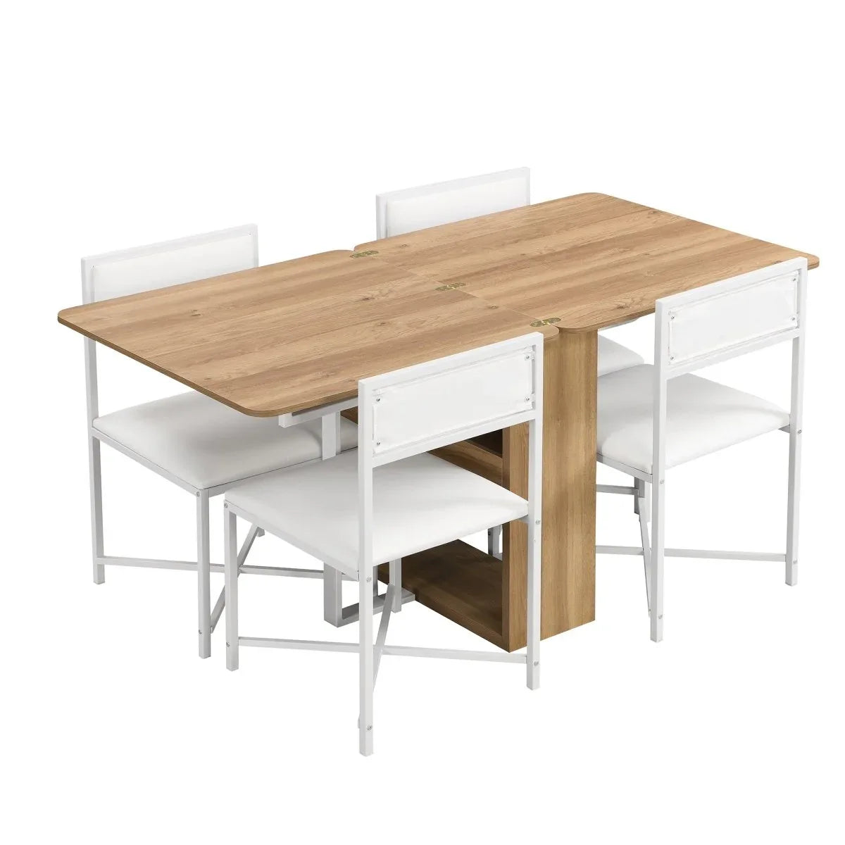 Extendable 5-Piece MDF Metal Dining Table Set With Chairs - Omega Lifestyles