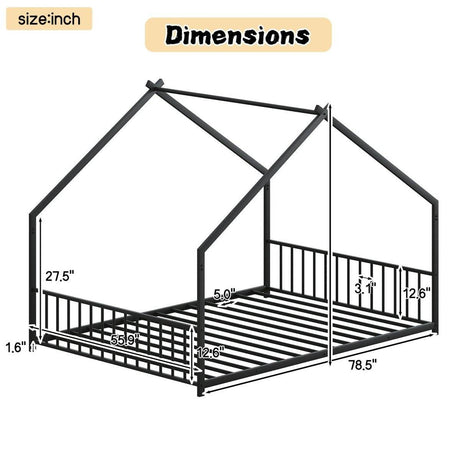 Full Iron Rooftop Bed Frame With LED Lights - Sleep Galleria