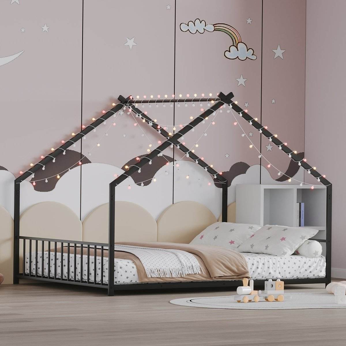 Full Iron Rooftop Bed Frame With LED Lights - Sleep Galleria