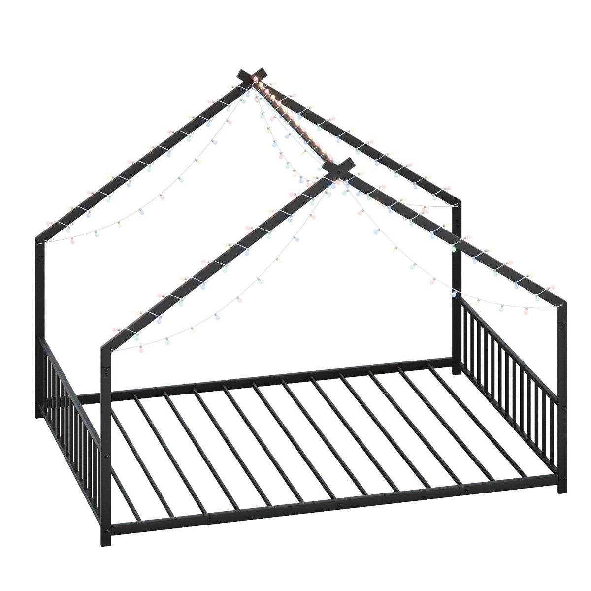 Full Iron Rooftop Bed Frame With LED Lights - Sleep Galleria