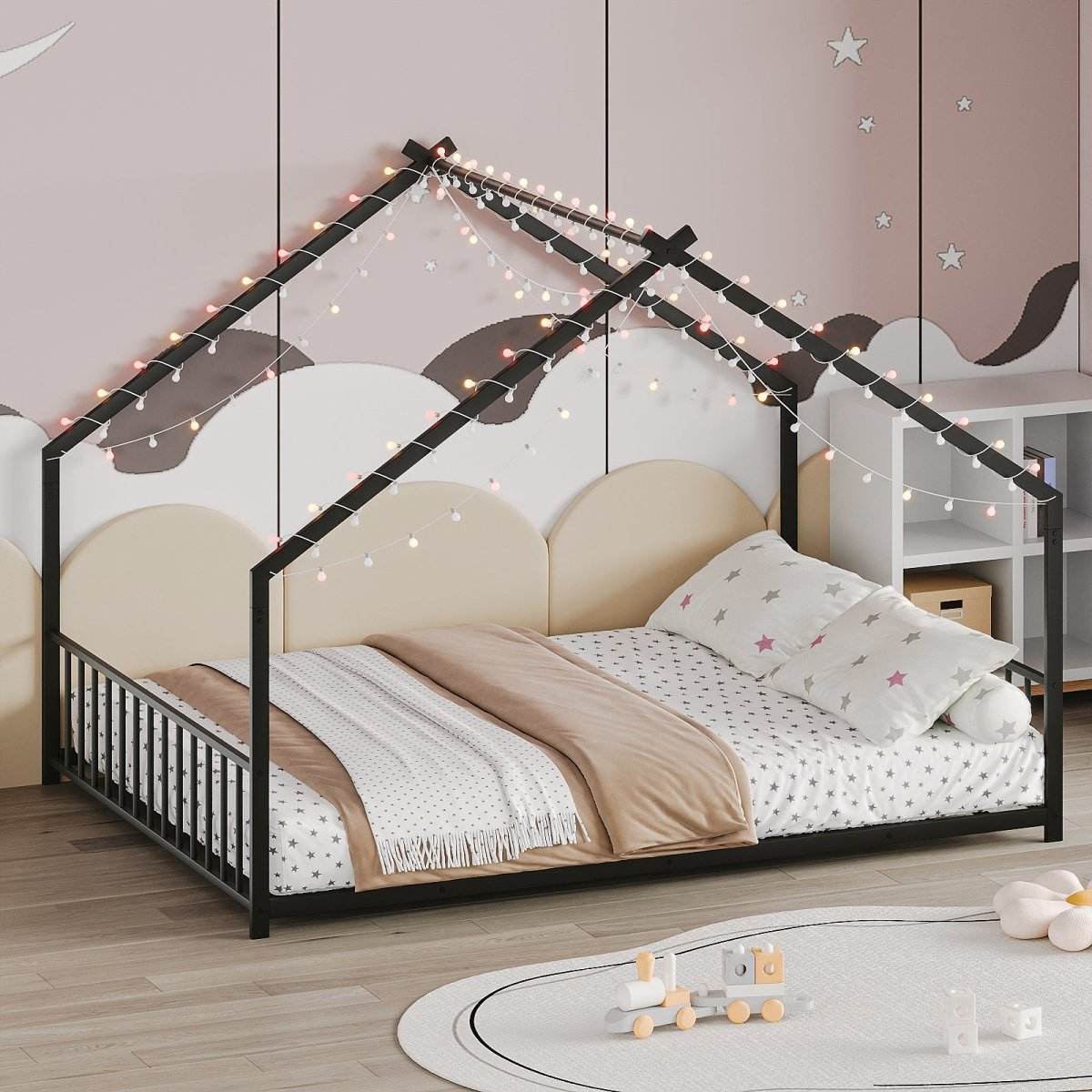 Full Iron Rooftop Bed Frame With LED Lights - Sleep Galleria