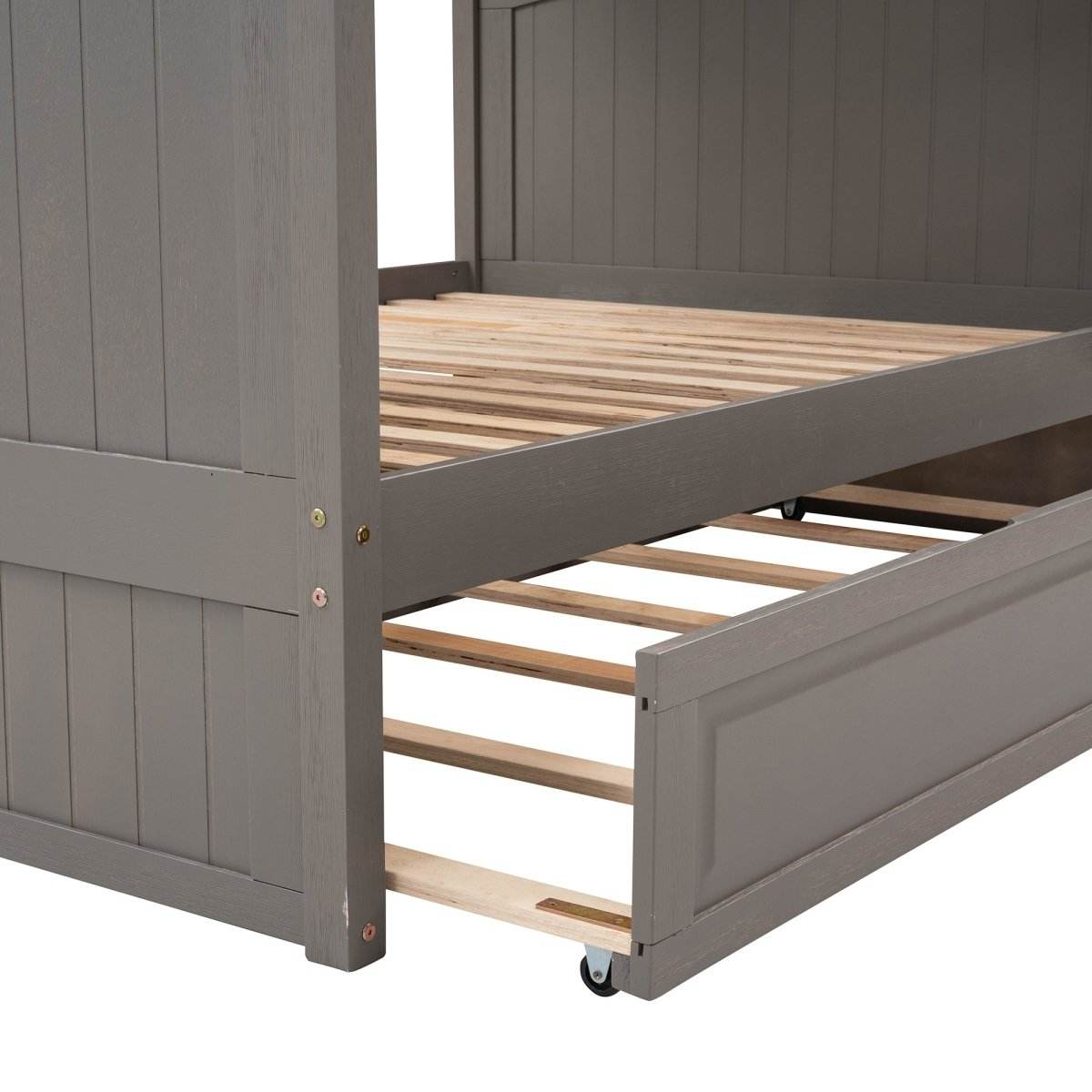 Full Over Full Bunk Bed With Twin Trundle Pinewood - Sleep Galleria