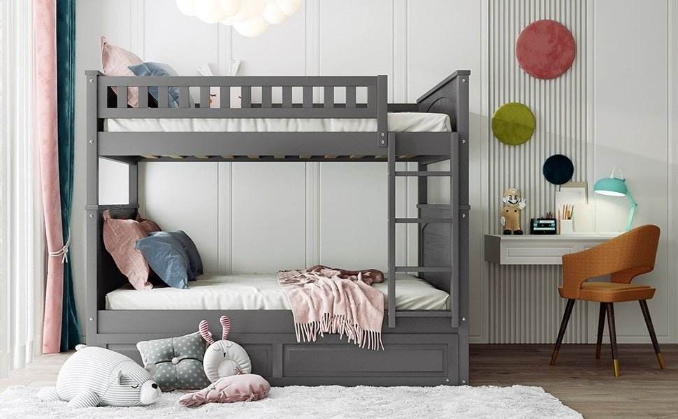 Full Over Full Bunk Bed With Twin Trundle Pinewood - Sleep Galleria