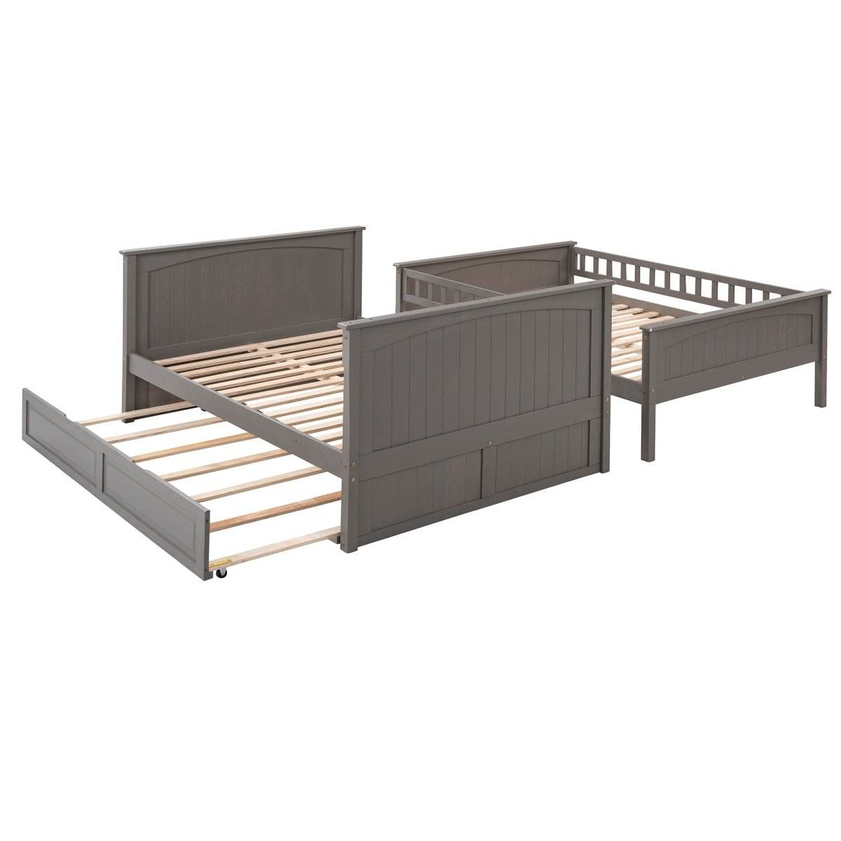 Full Over Full Bunk Bed With Twin Trundle Pinewood - Sleep Galleria