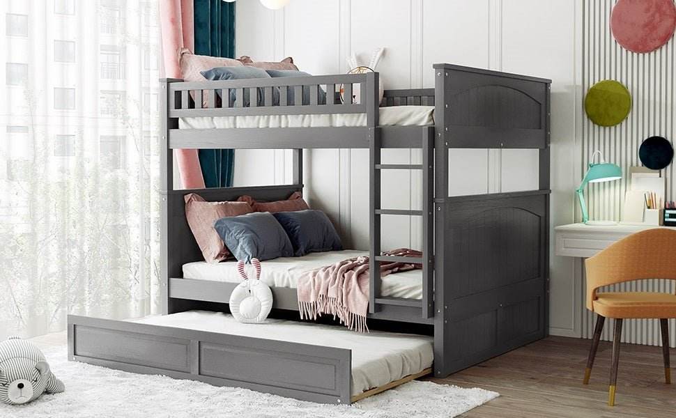 Full Over Full Bunk Bed With Twin Trundle Pinewood - Sleep Galleria