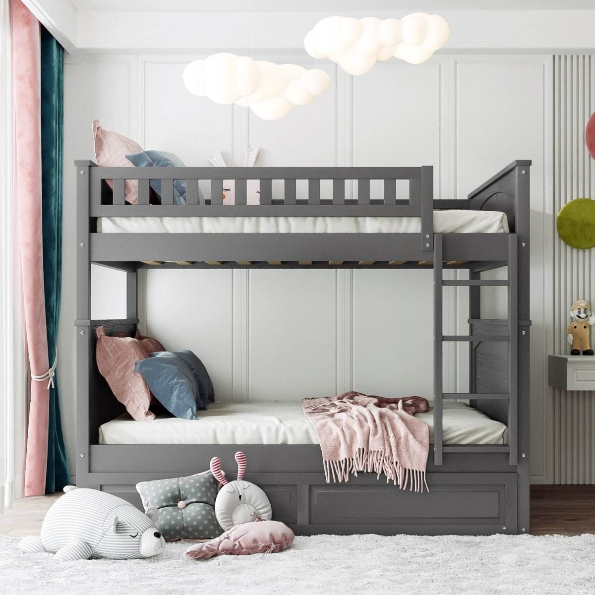 Full Over Full Bunk Bed With Twin Trundle Pinewood - Sleep Galleria