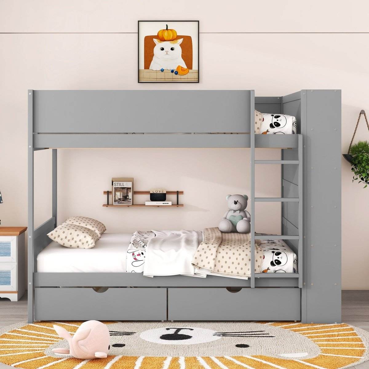 Full Over Full Solid Wood Bunk Bed With Storage Drawers - Sleep Galleria