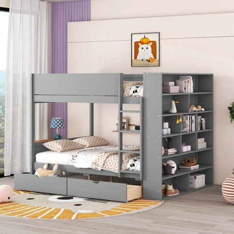 Full Over Full Solid Wood Bunk Bed With Storage Drawers - Sleep Galleria