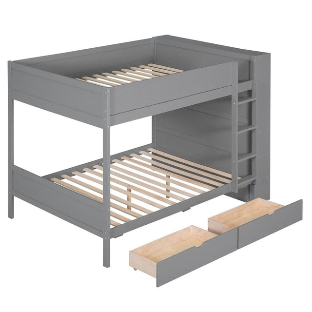 Full Over Full Solid Wood Bunk Bed With Storage Drawers - Omega Lifestyles
