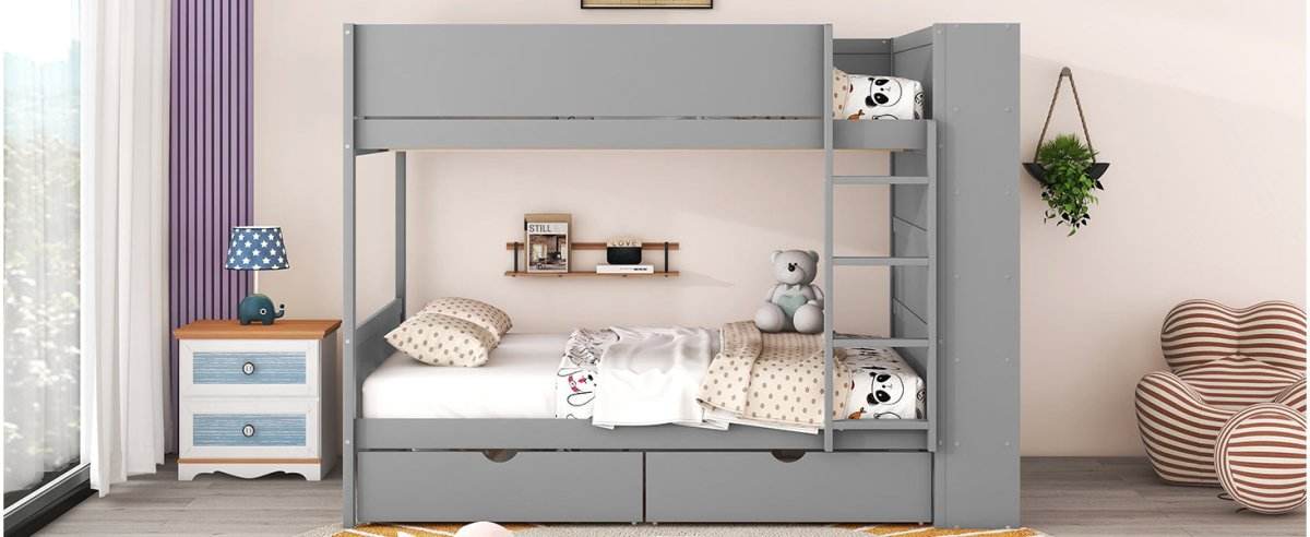 Full Over Full Solid Wood Bunk Bed With Storage Drawers - Sleep Galleria