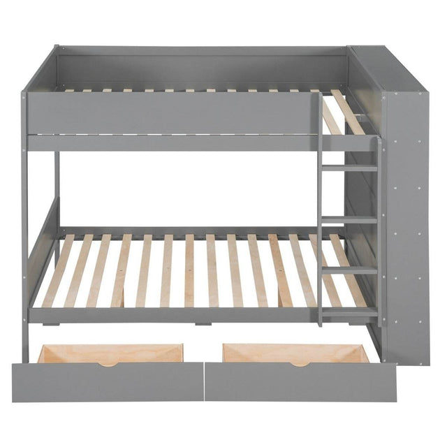 Full Over Full Solid Wood Bunk Bed With Storage Drawers - Omega Lifestyles