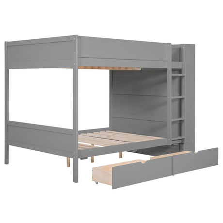 Full Over Full Solid Wood Bunk Bed With Storage Drawers - Sleep Galleria