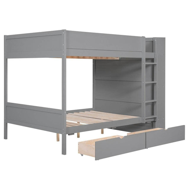 Full Over Full Solid Wood Bunk Bed With Storage Drawers - Omega Lifestyles