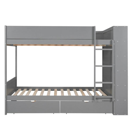 Full Over Full Solid Wood Bunk Bed With Storage Drawers - Sleep Galleria