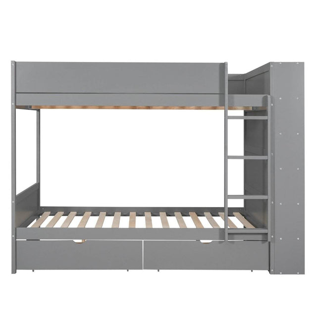 Full Over Full Solid Wood Bunk Bed With Storage Drawers - Omega Lifestyles