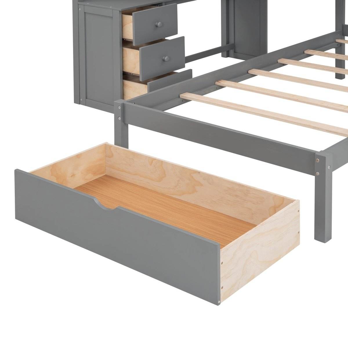 Full-Over-Twin Solid Wood Bunk Bed With Desk - Sleep Galleria