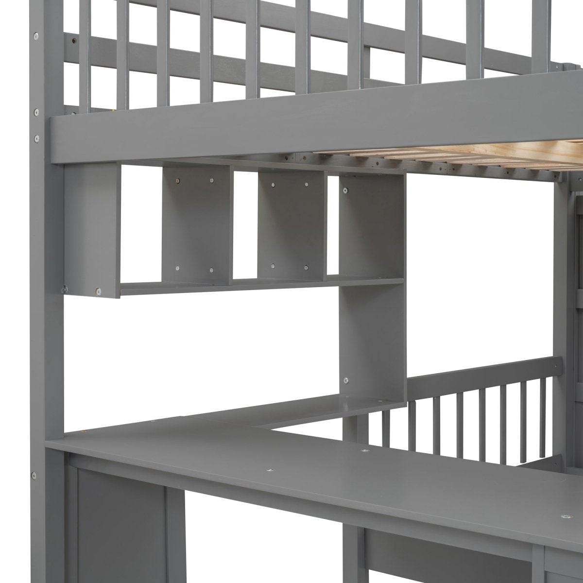 Full-Over-Twin Solid Wood Bunk Bed With Desk - Sleep Galleria