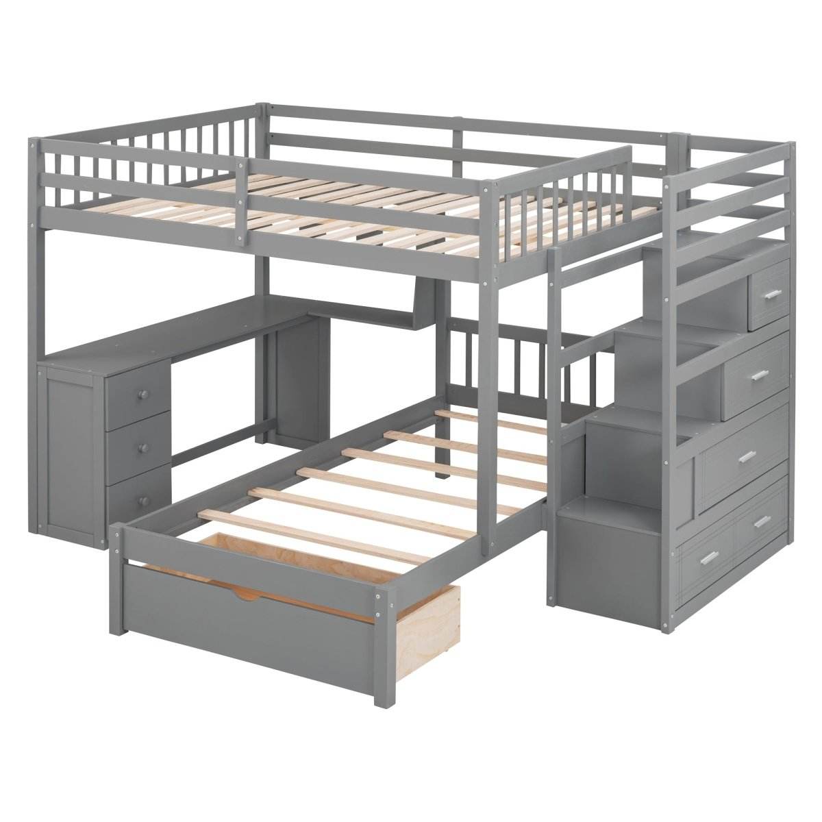 Full-Over-Twin Solid Wood Bunk Bed With Desk - Sleep Galleria