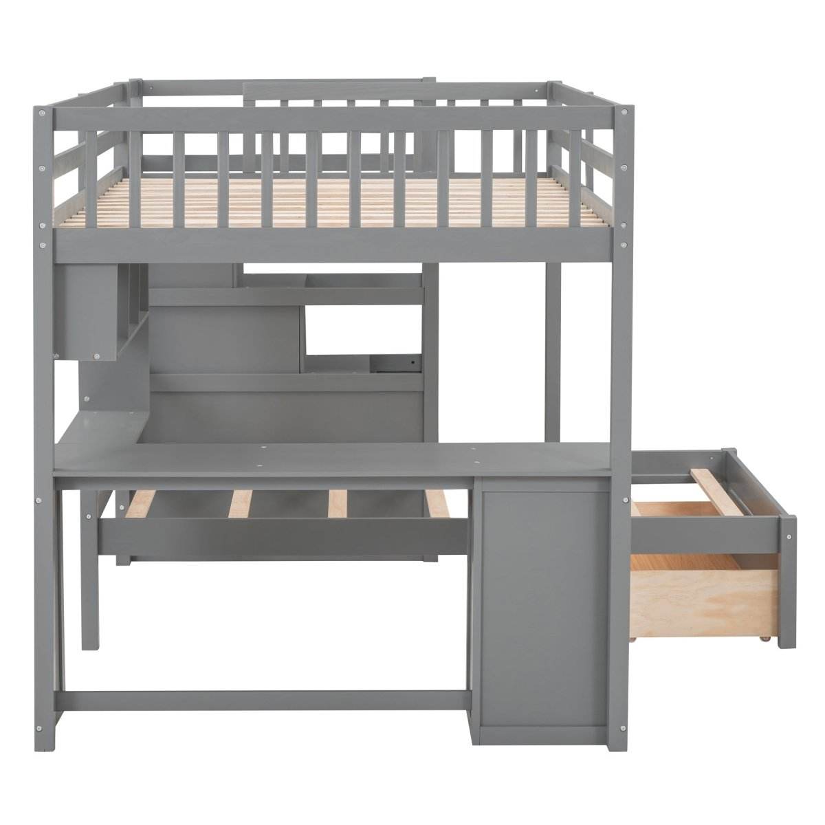 Full-Over-Twin Solid Wood Bunk Bed With Desk - Sleep Galleria